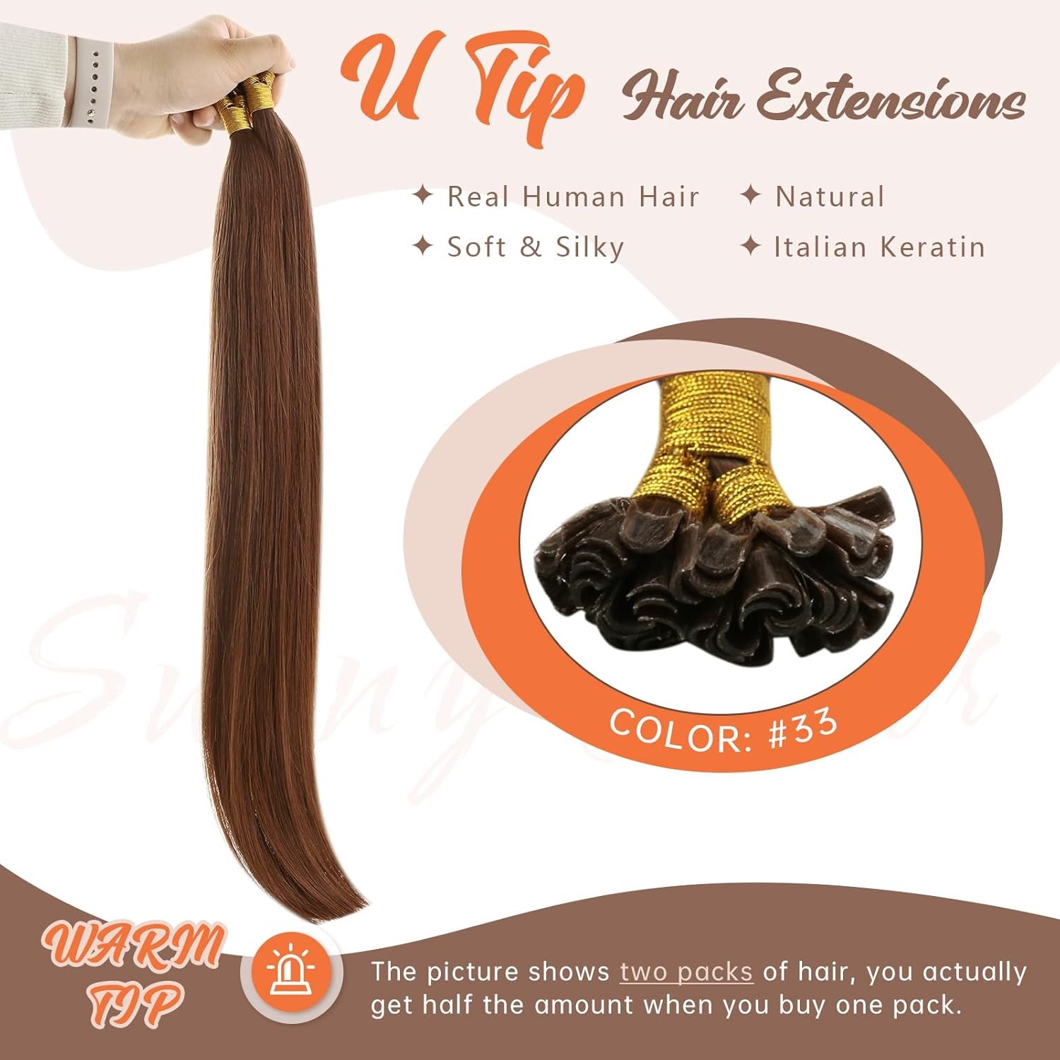 Sunny Hair U-TIP 18in Auburn Brown/Red Hair Extensions – UT_33_18_50G3