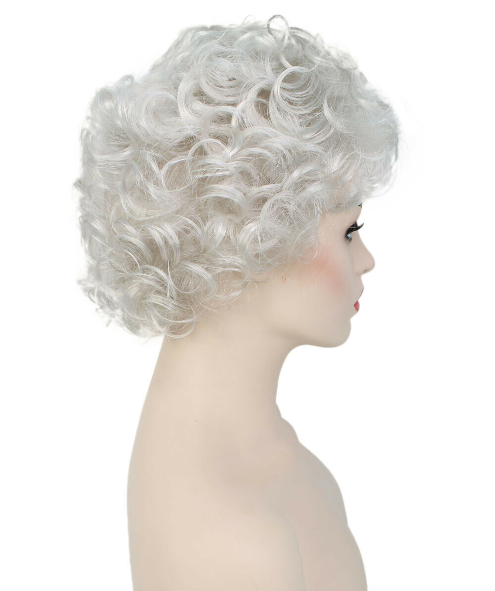 Monroe – Curly Kanekalon Synthetic Fiber Full Wig, 4 – 4.5 in, Silver Grey