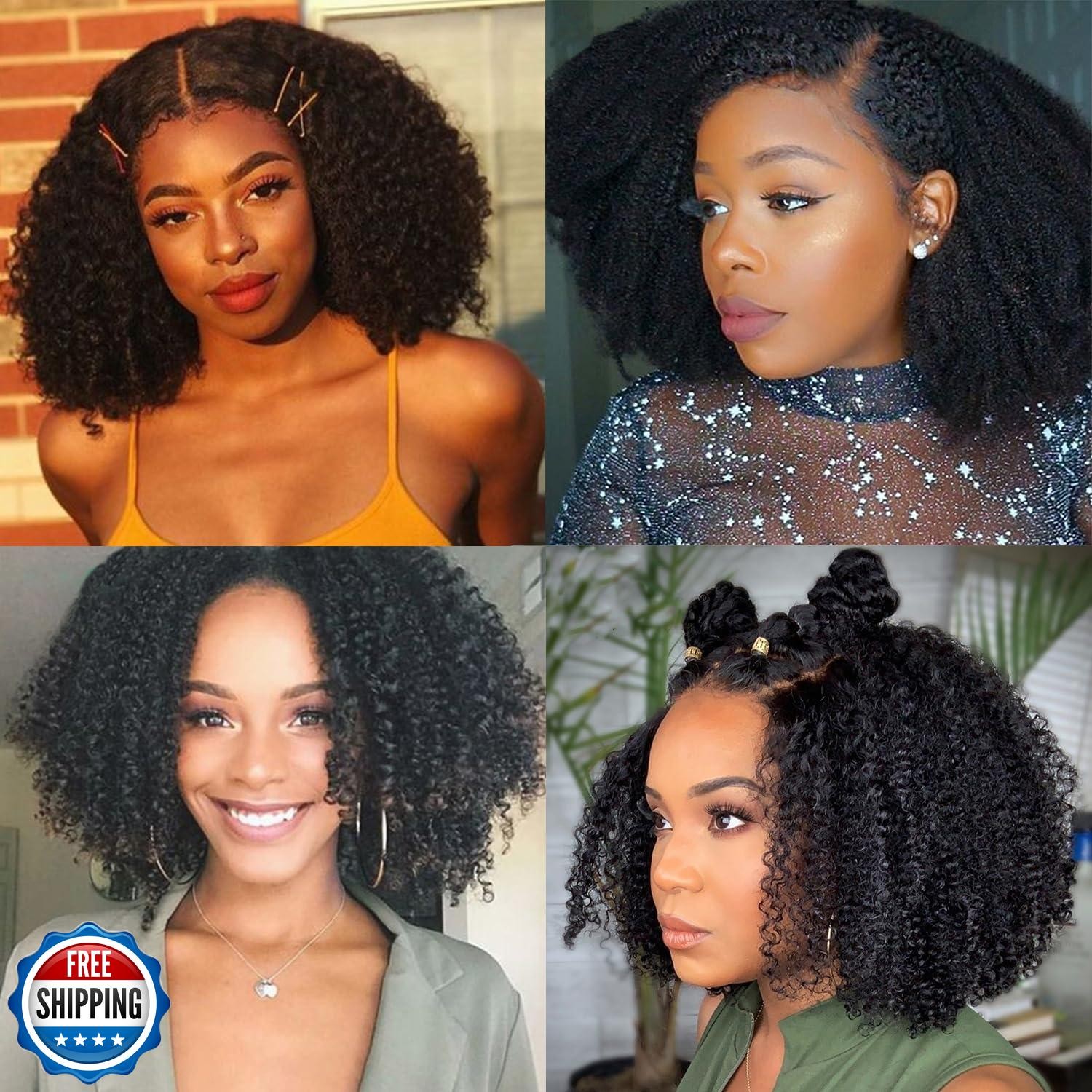 Skouty Bob Wig Human Hair Afro Kinky Curly 13×4 Frontal Lace Wig Human Hair 1