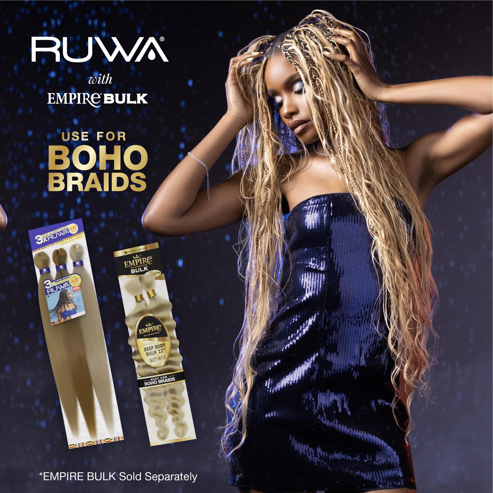 Sensationnel Ruwa Braiding Hair 3X 48 Inch 4 MEDBROWN Kanekalon 3 Pack