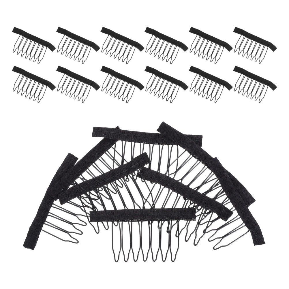 40Pcs Black Wig Comb Clips for Styling and Maintaining Wigs with Sturdy Grip