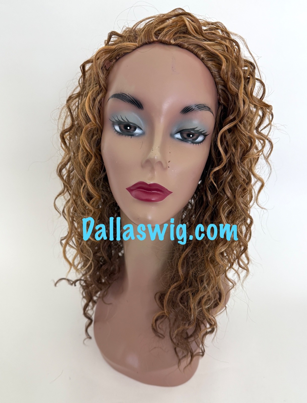 OPEN BOX SALE No Tag 100% Synthetic Hard Curls Half Wig in Brown Honey Mixed