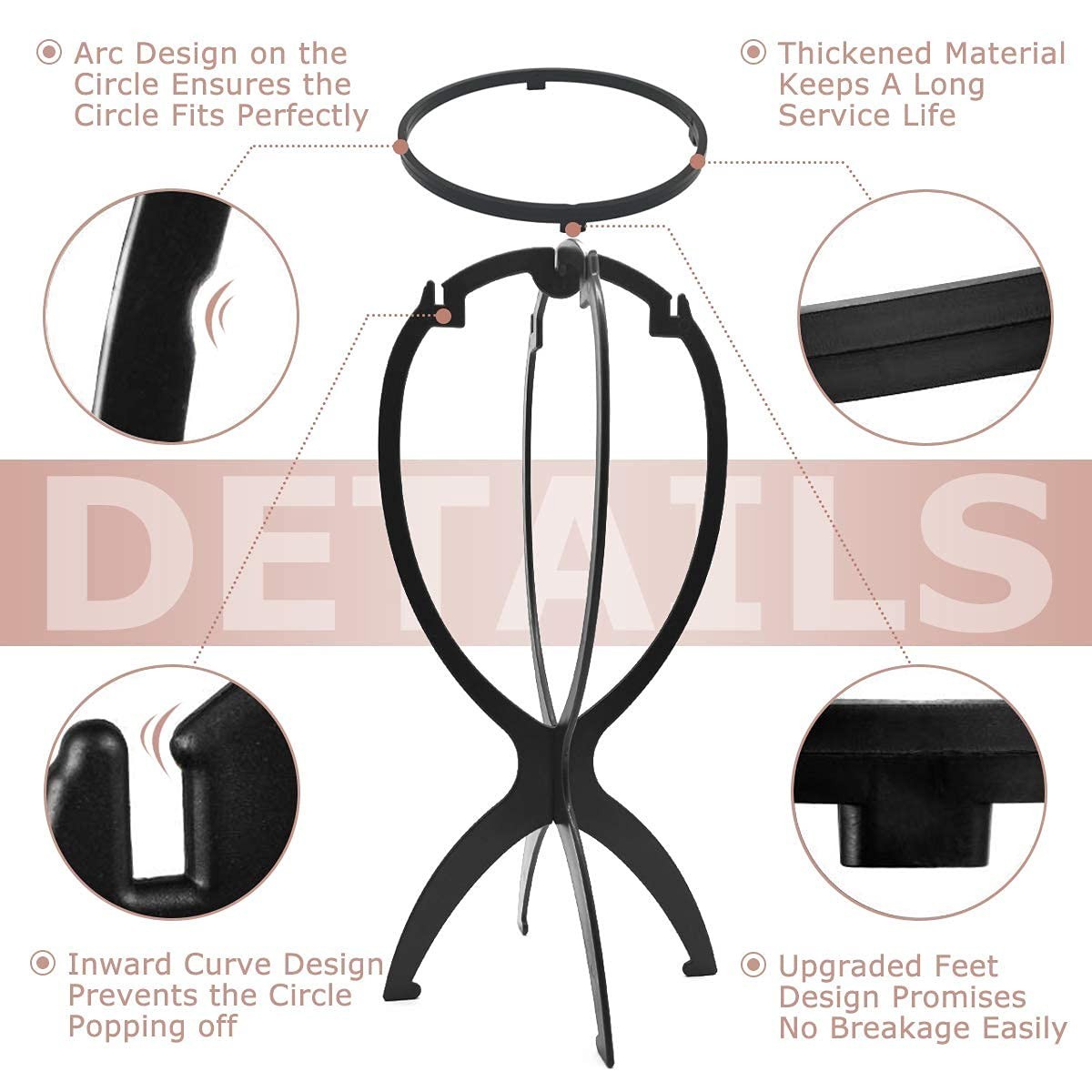 Travel-Ready Wig Head Stand Set – 14.2 Inch Durable Collapsible Design (2 Pack)