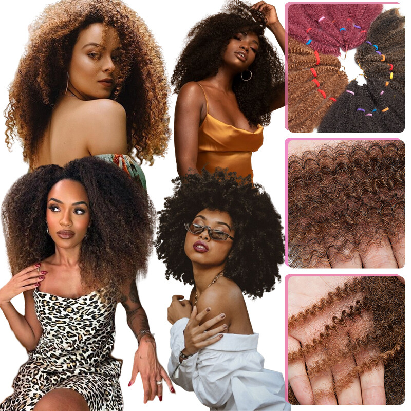 3/5 Bundles Puff Afro Kinky Curly Braids Bulks Braiding Hair Extension As Human