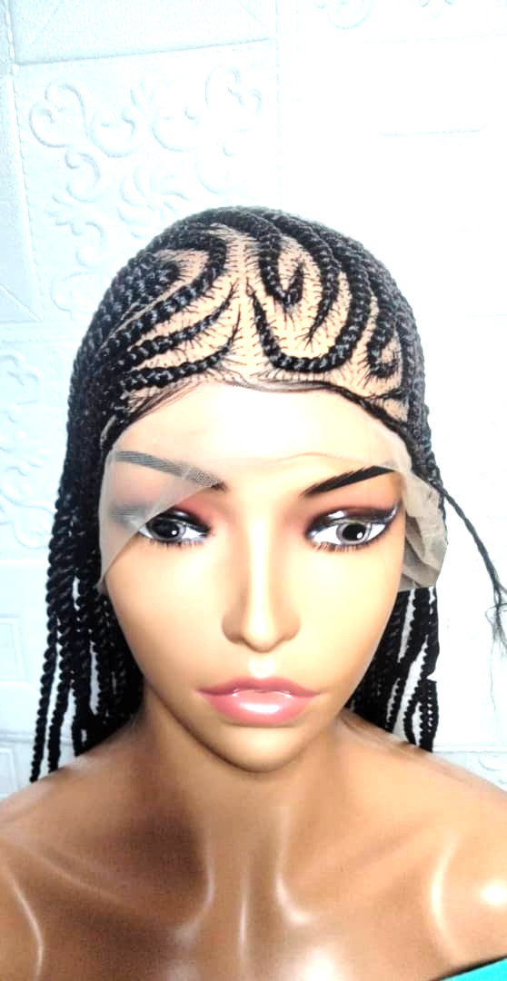 Braided Wig. Cornrow Lemonade Braids with Twist Box Braids. Full Lace Baby Hair