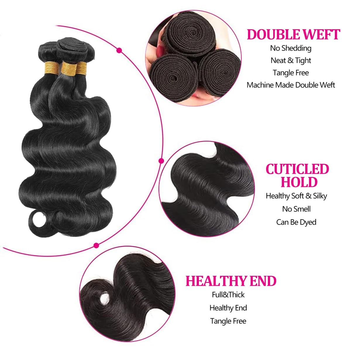 Smoothair Body Wave Bundles Human Hair 14 16 18 Inch Human Hair Bundle 100