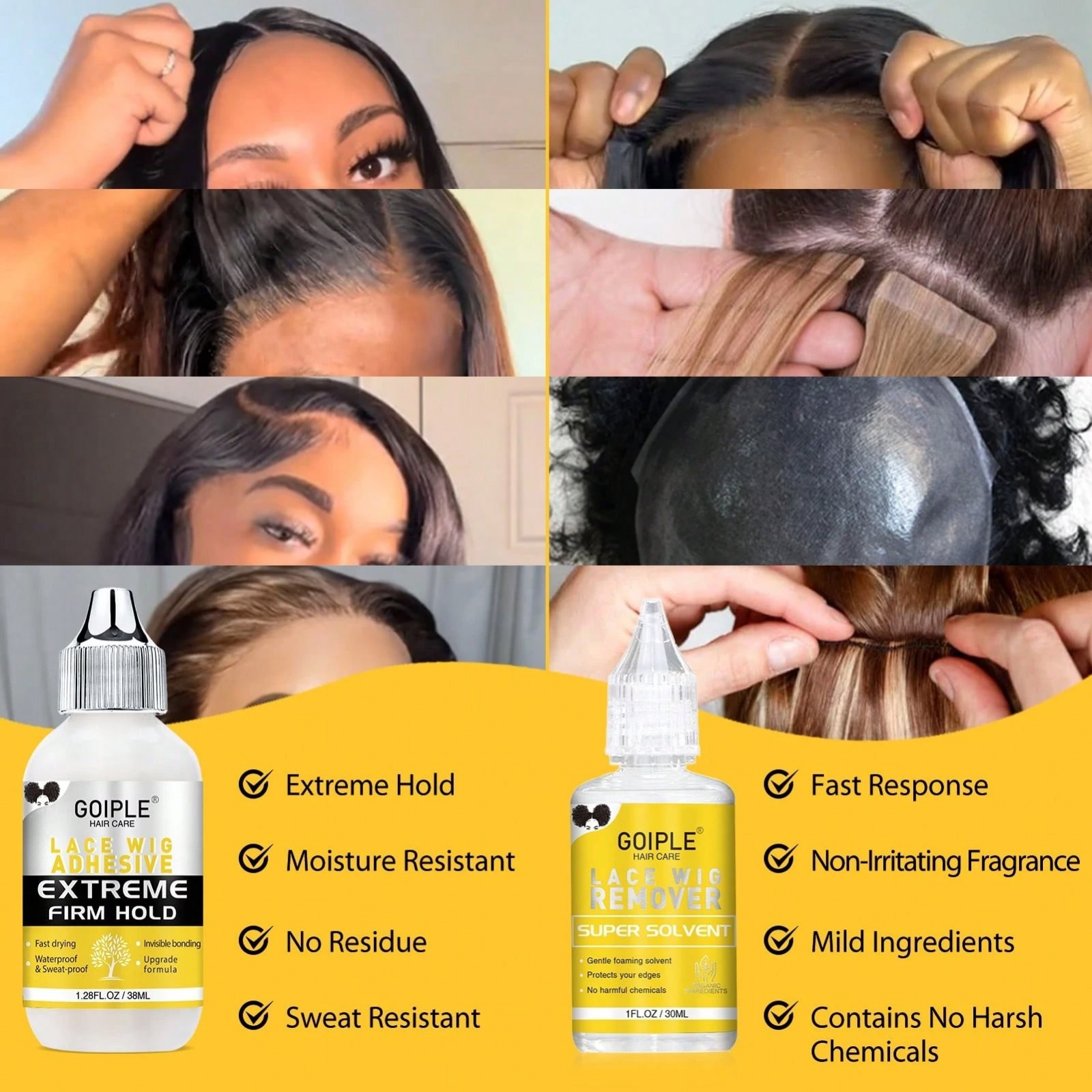 Waterproof Lace Wig Glue Kit Melting Spray Remover Band Caps