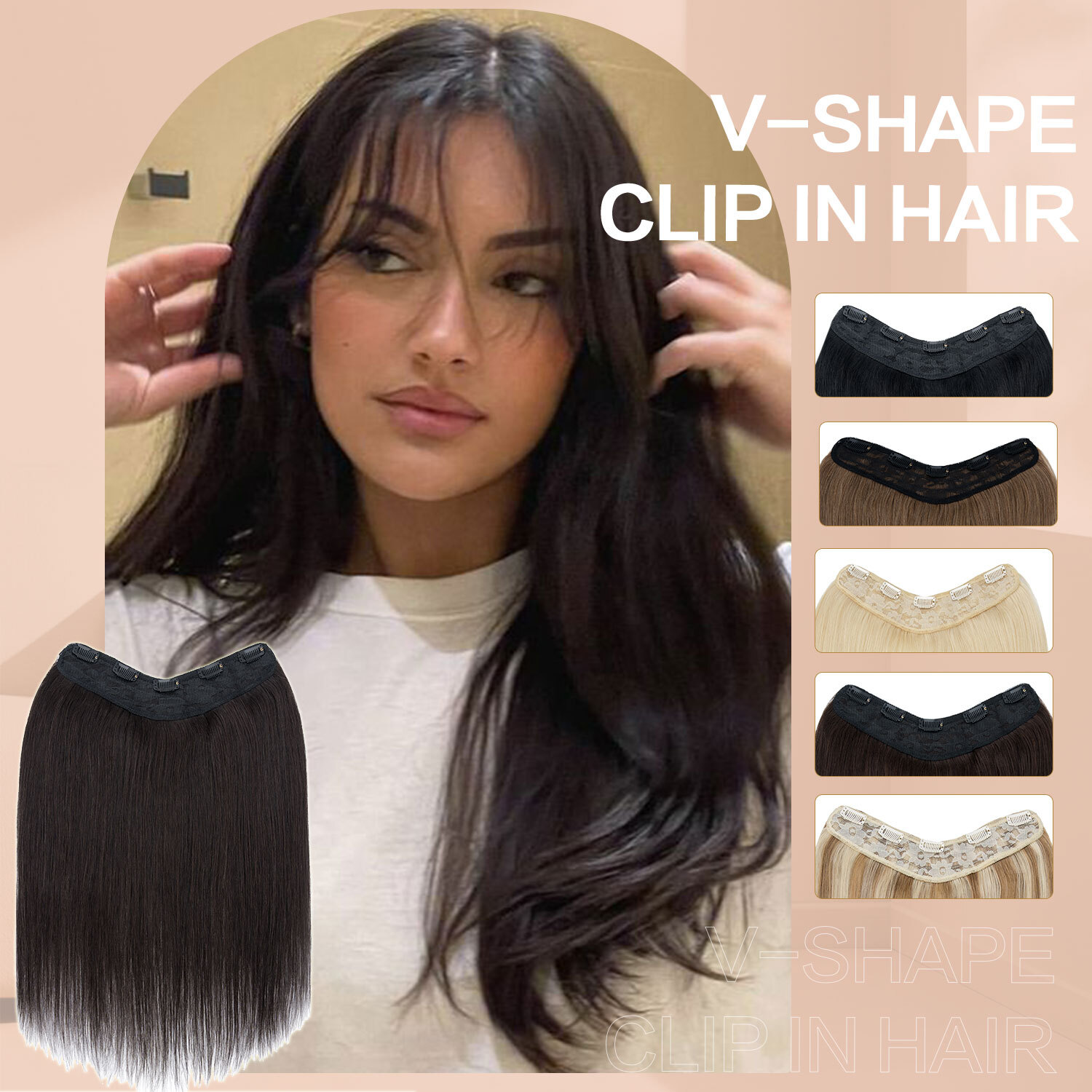 U Shape Russian 100% Remy Human Hair Extensions One Piece Clip In Weft Full Head