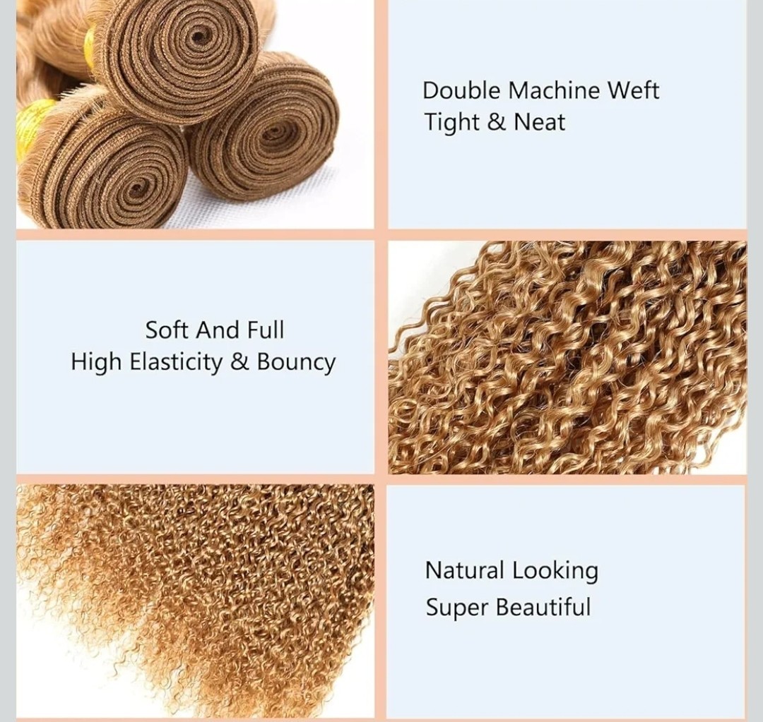 3 Bundles Human Hair 27# Color Jerry Curl 18″ 20″ 22″ Virgin