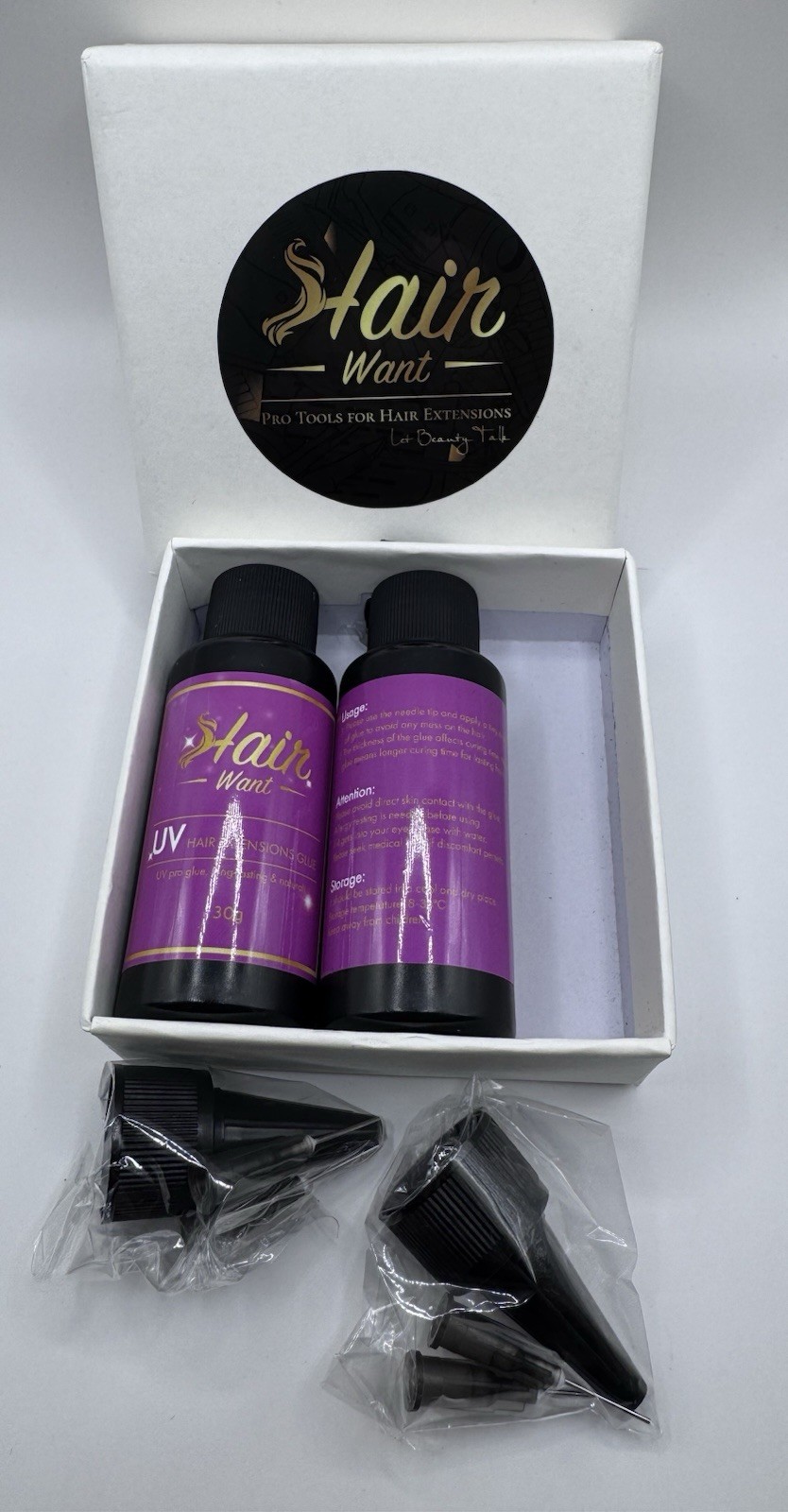 UV Bonding Glue Kit for Hair Extensions, 2-pack With 2 Nozzles New In Box