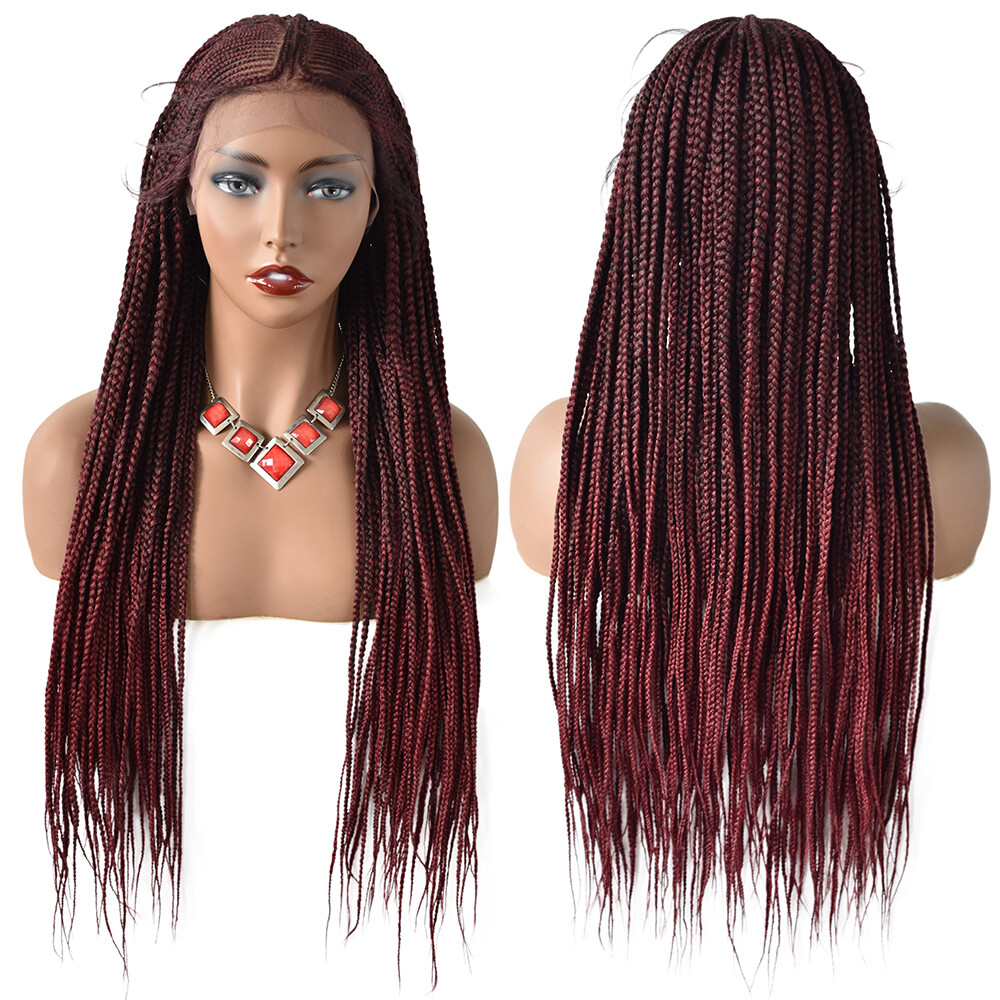 Micro Box Braids Women Wigs Baby Hair Swiss Lace Front Lightweight 30″ Long Hair