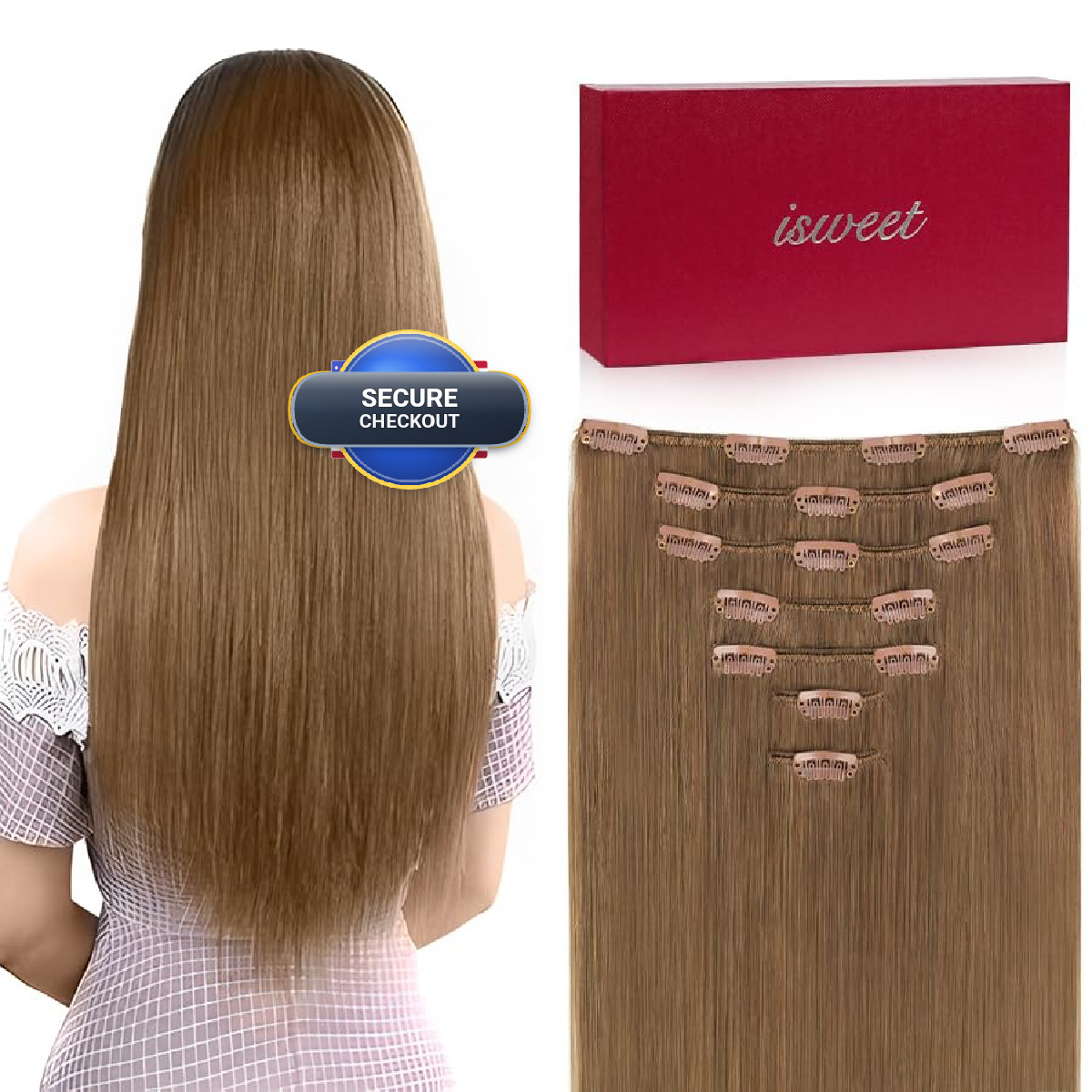 Isweet Straight Clip In Hair Extensions Real Human Hair 7Pcs 18 Inch 105G 14