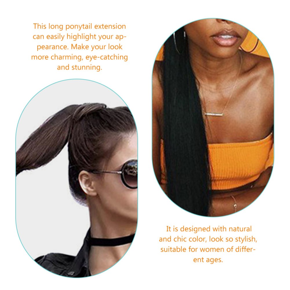 High Temperature Fiber Straight Ponytail Extension for Women Girls