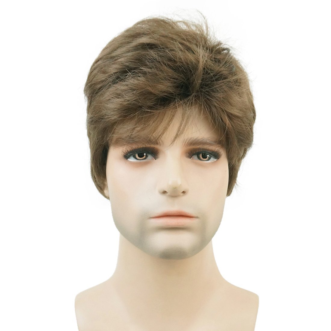Mens Natural Short Straight Wigs Real Male Full Hair Wig Party Cosplay Toupee
