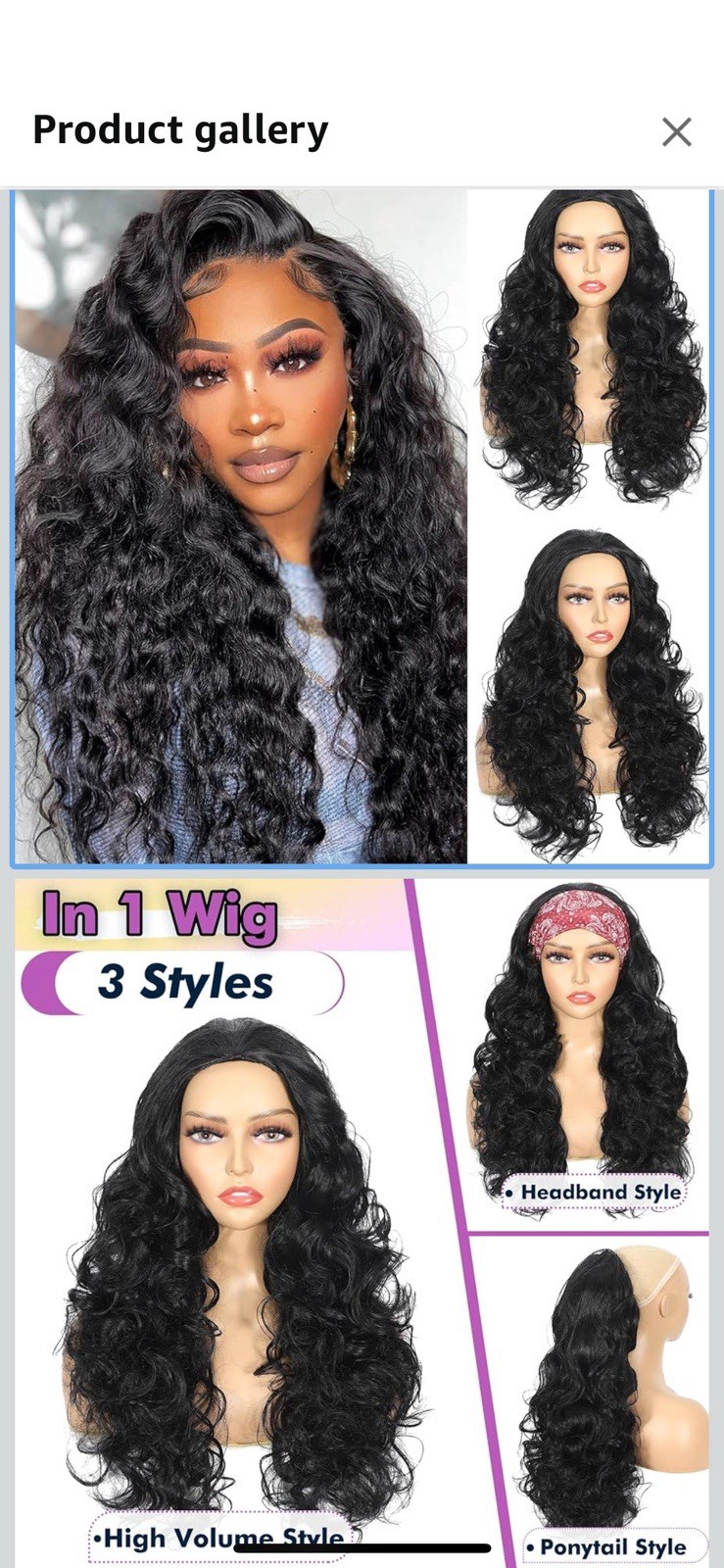 DEYNGS Synthetic Half Wig, Kinky Curly 3 In 1 Wigs For Black Women, Seamless Fli