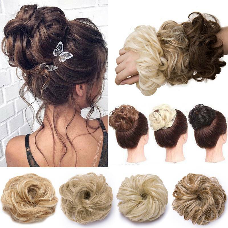 THICK Curly Messy Bun Hair Piece Scrunchie Natural Hair Updo Extension As Human