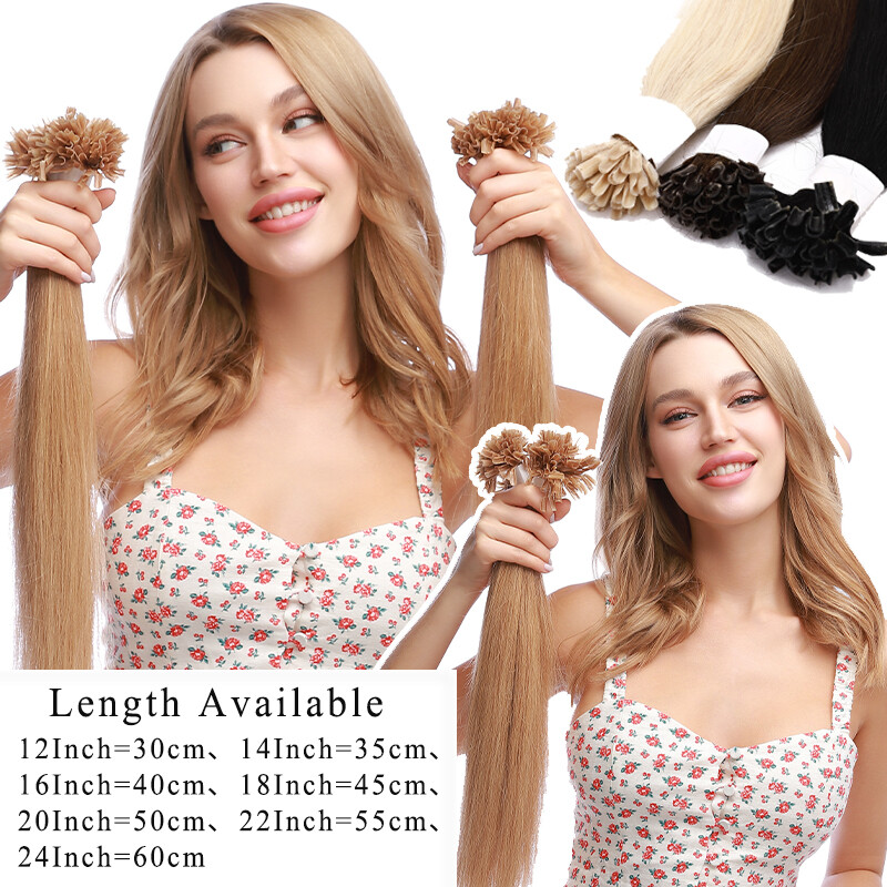 300S Thick Pre-bonded Nail U Tip 100% Human Remy Hair Extensions Full Head 24″