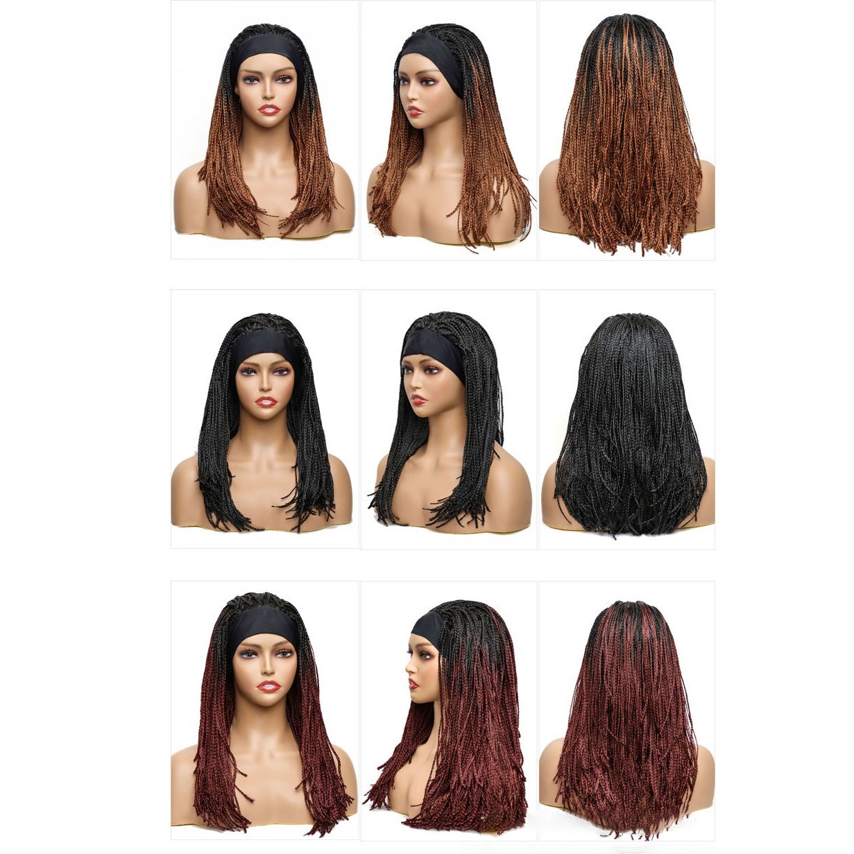 20″ Braided Headband Wigs for Black Women Synthetic Box Braiding Wigs Wrap Wigs