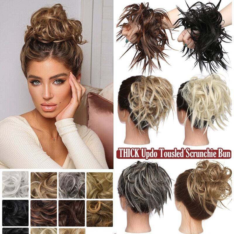 Extra Large Messy Bun Hair Extensions Scrunchie Wrap on Ponytail Updo Hair Piece