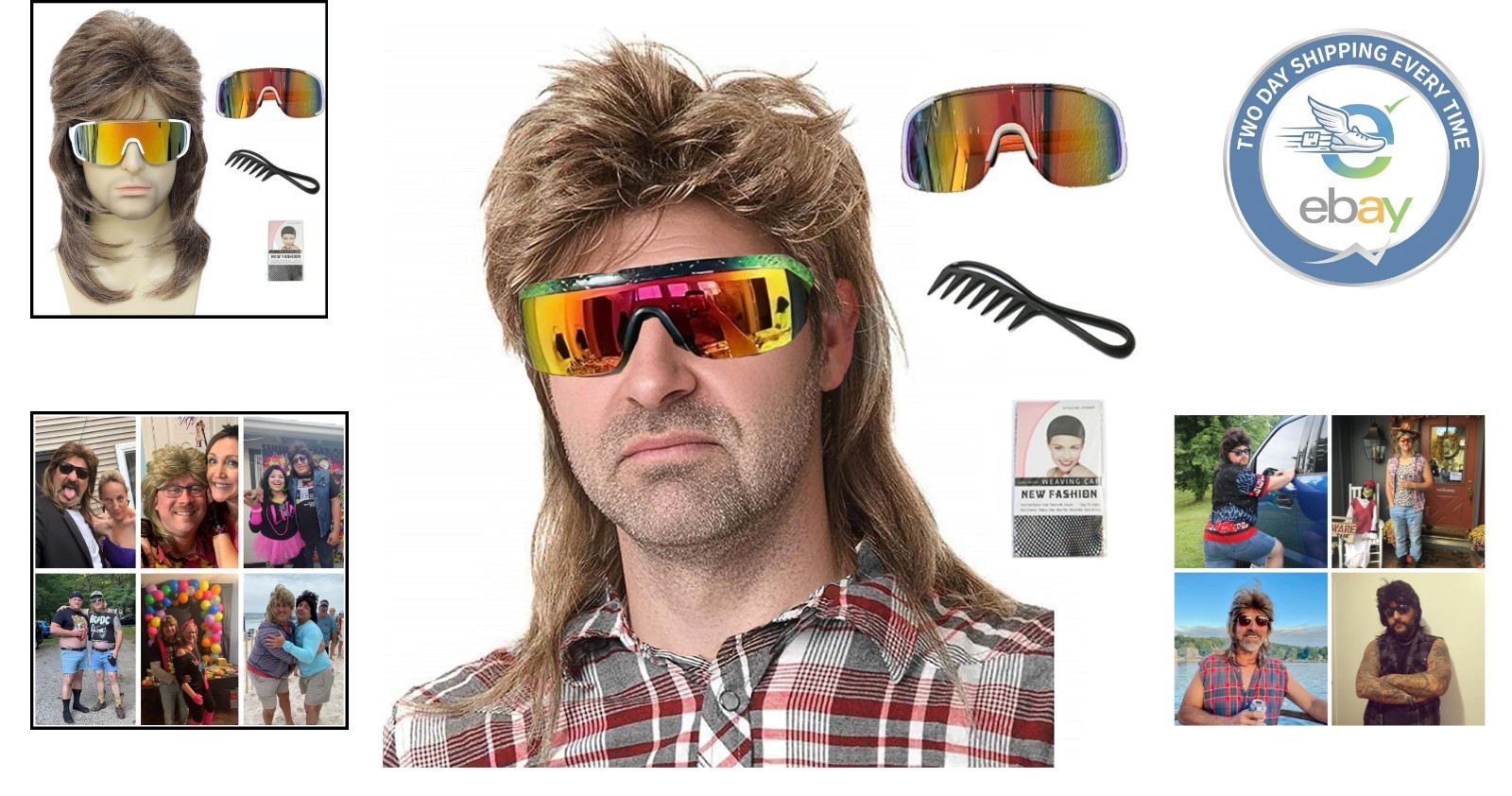Ready-to-Wear Light Brown Mullet Wig for Men & Women – 80s Costume Essential