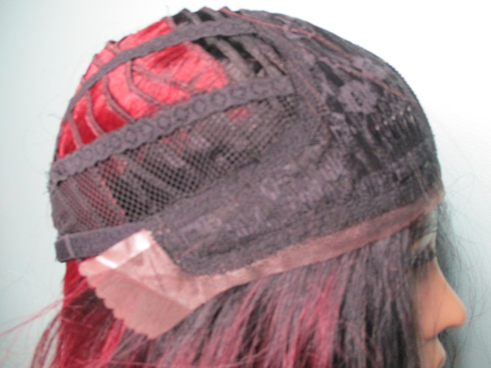 14″ burgundy red and black ombre LACE FRONT blunt cut lob WIG by RILAH – Futura