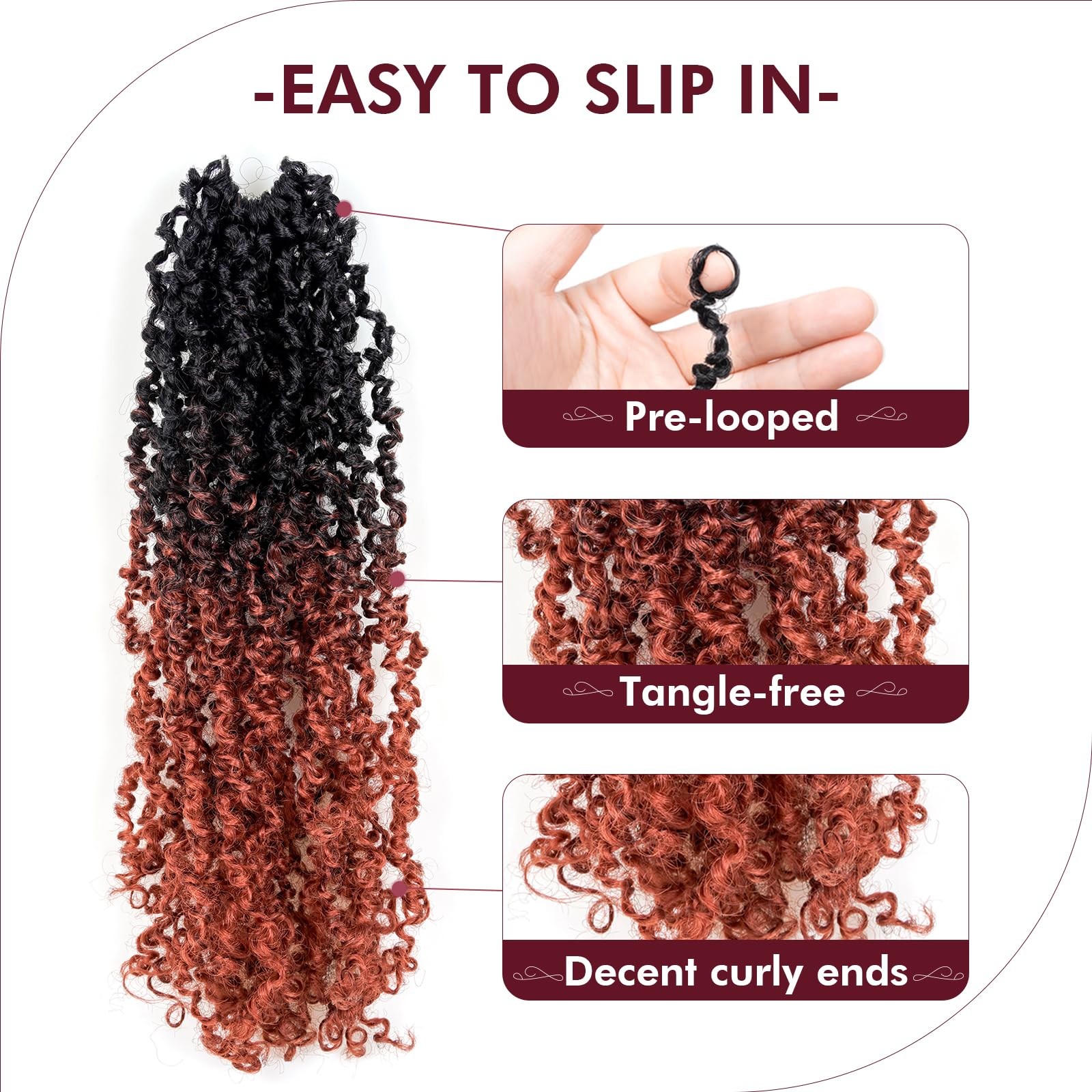 Gix Yanky Twist – 12 Inch 8 Packs 30 Strands/Pcs Ombre Ginger
