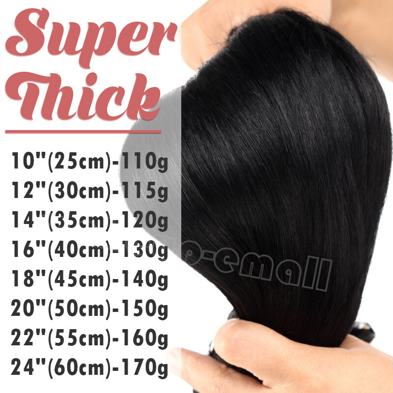 THICK 110-170G Clip In 100% Remy Human Hair Extensions Full Head Double Weft US