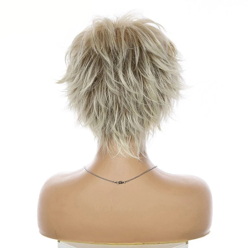 Short Blonde Pixie Cut Wigs for Women Full Layered Natural Wavy Synthetic