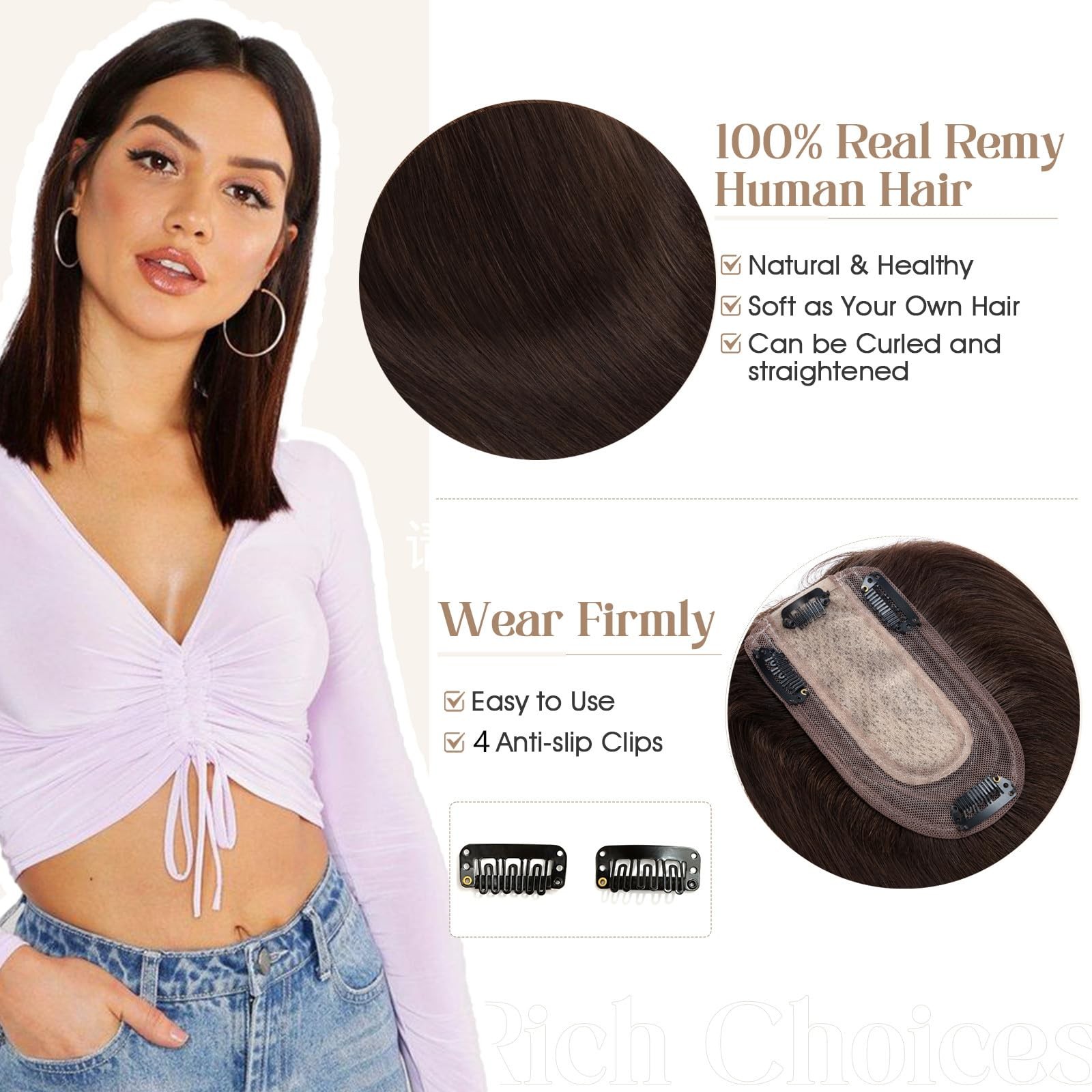 Rich Choices Hair Toppers For Women Real Human Hair No Bangs 100 Human Remy