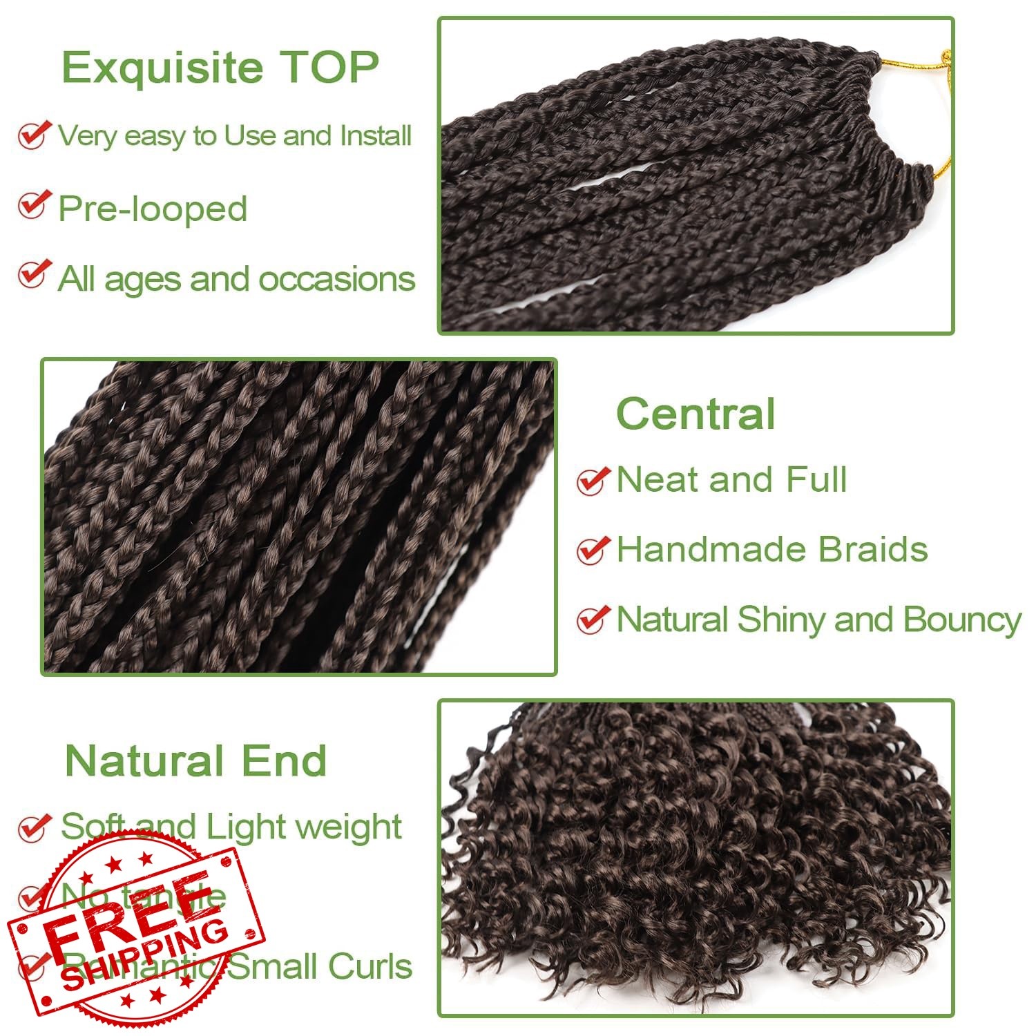 Bulvese Goddess Box Braids 24 Inch Chocolate Brown
