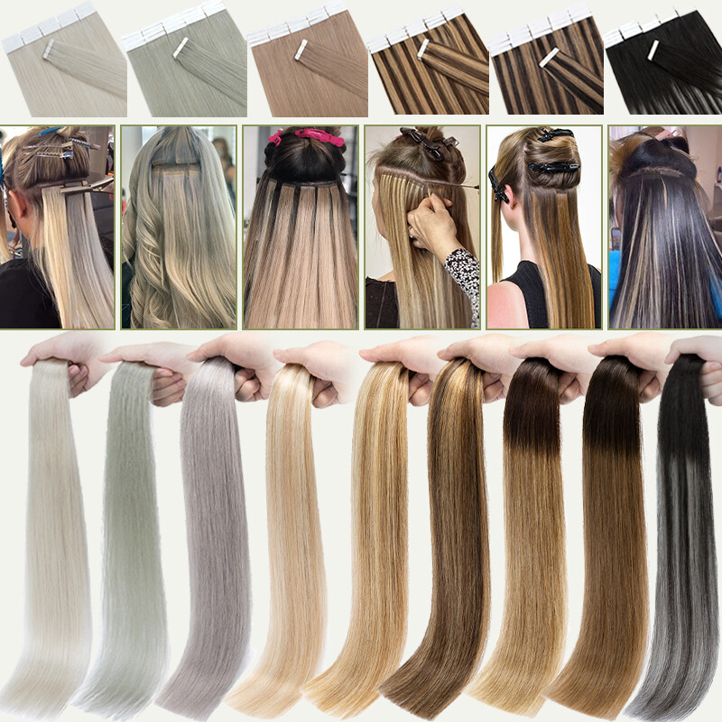 8A Tape in Remy Real Human Hair Extensions Seamless Skin Weft Full End 20pcs 50G