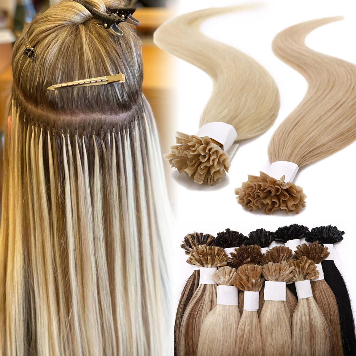 100% Indian Remy Hair Keratin Pre Bonded Nail U Tip Human Hair Extensions Blonde