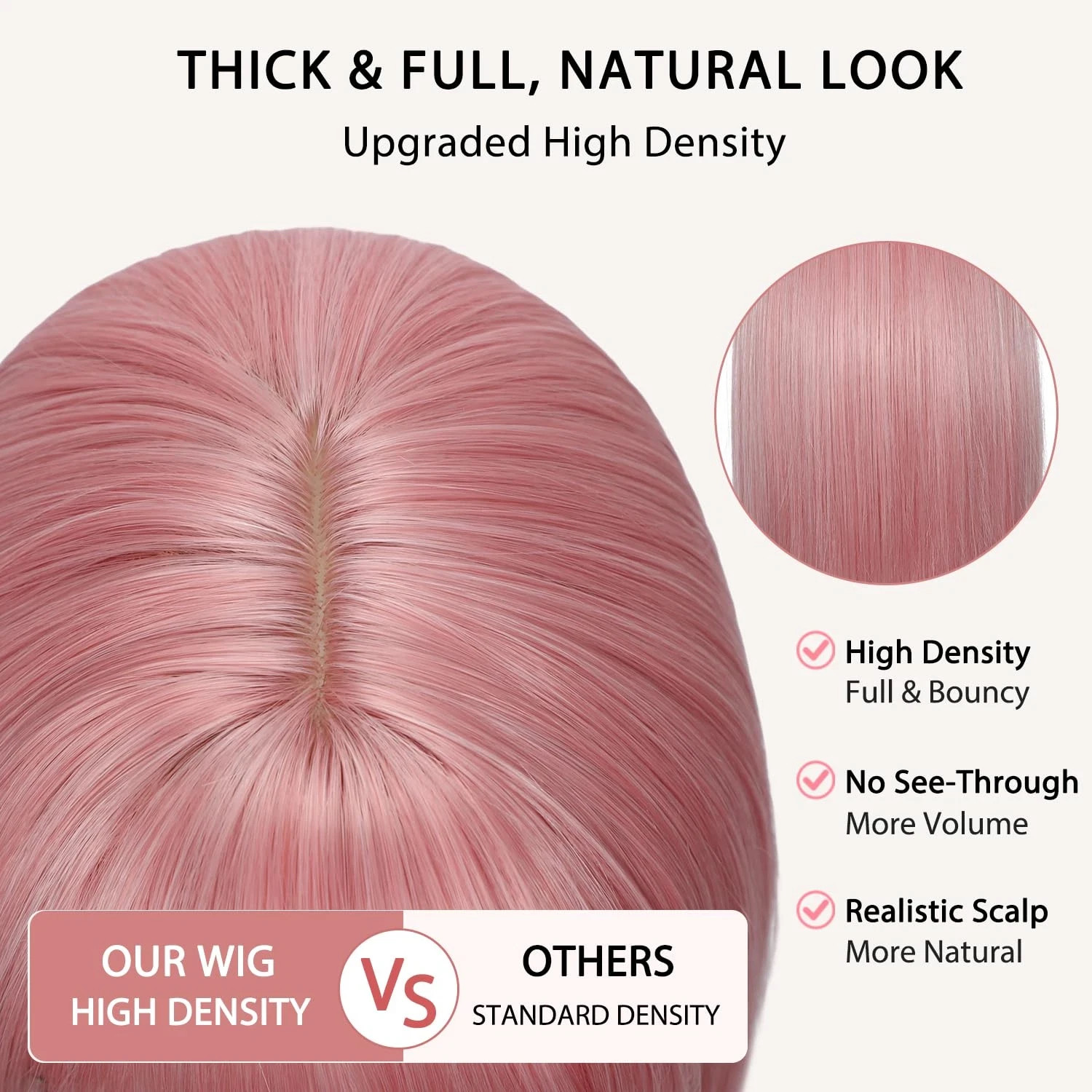 14″ Pink Short Bob Wig with Bangs – Synthetic Cosplay Hair for Women