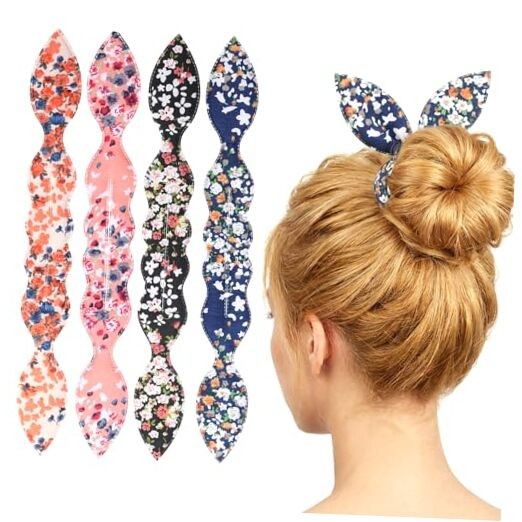 French Twist Shaper Snap Roll Sponge Curler Clips for Rabbit Hair Bun Maker
