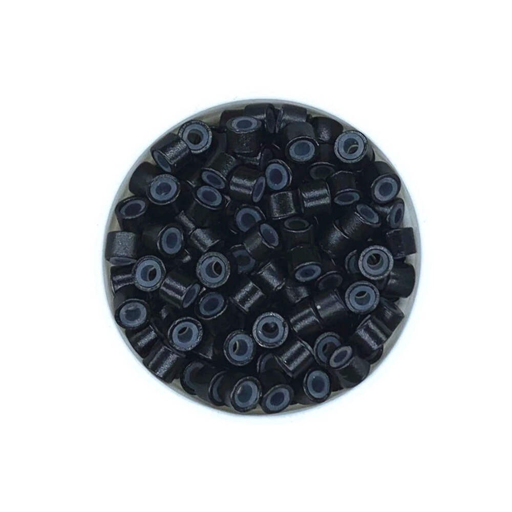 500Pcs 4mm Micro Hair Extensions Beads Aluminum Silicone Lined Tinsel Beads for