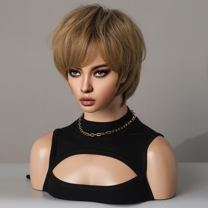 Short Bob Neutral Synthetic Full Wig Heat Resistant Natural Looking for Women