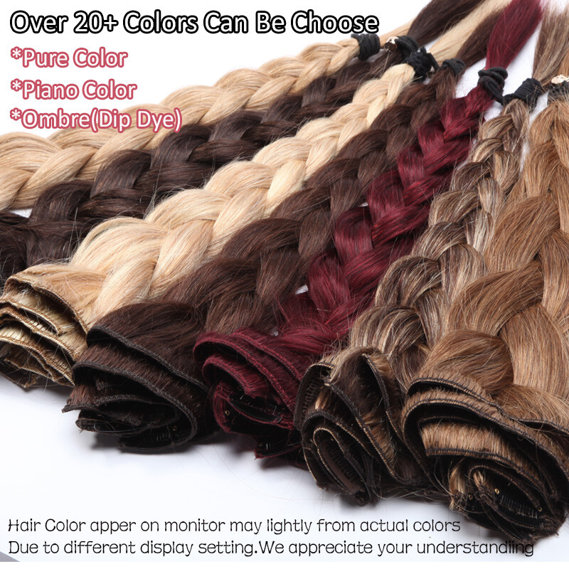 Extra Thick Double Wefted Human Hair Exensions Clip In Remy Weave 200G Full Head