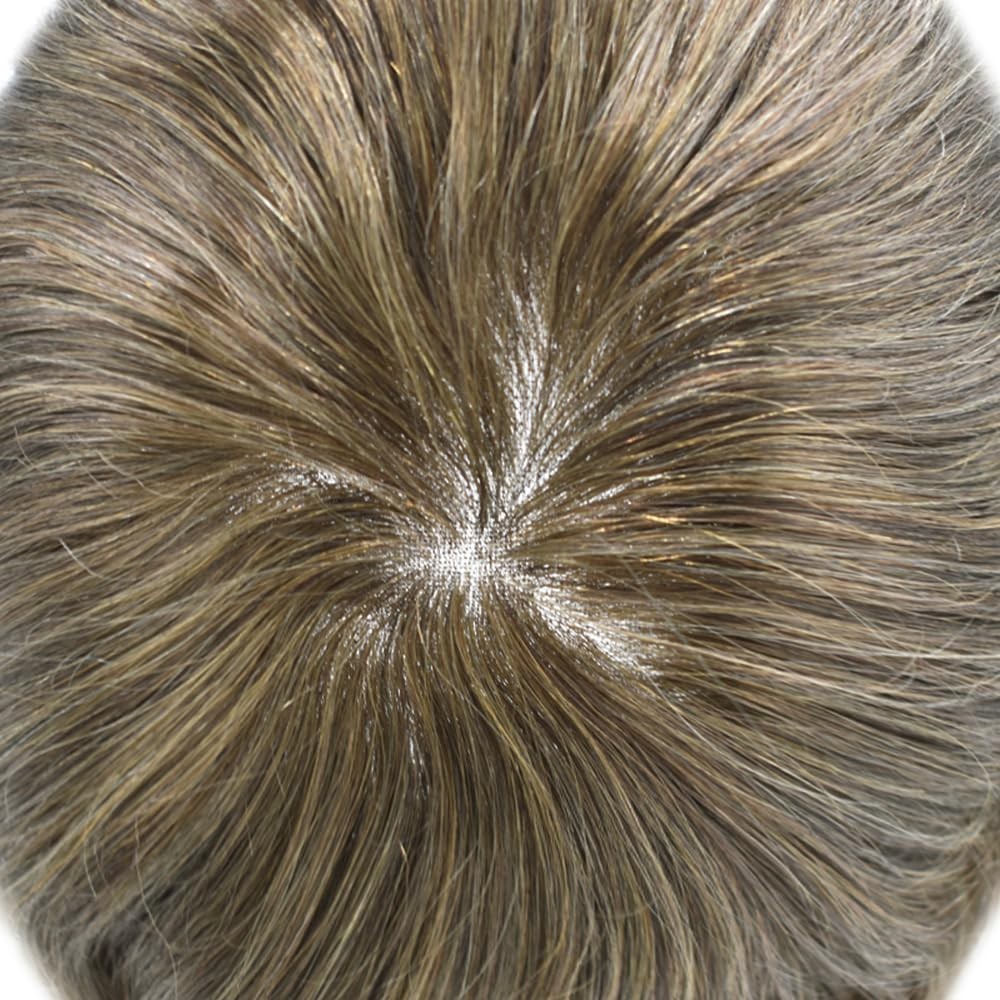 Mens Toupee Hairpiece Durable Fine Mono Poly Human Hair Replacement System