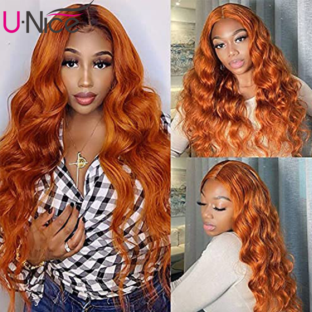 Peruvian Body Wave Human Hair Wig Silk Base Lace Closure Wigs Ginger Orange Full