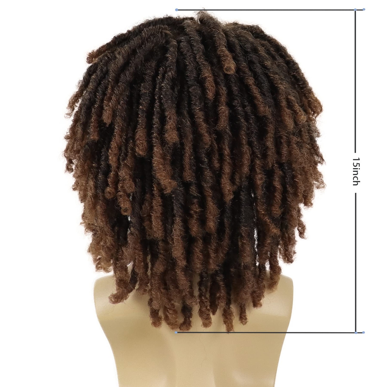 Gnimegil Short Braided Wig – Afro Bob Ombre Brown Crochet Twist Hair Dreadlocks