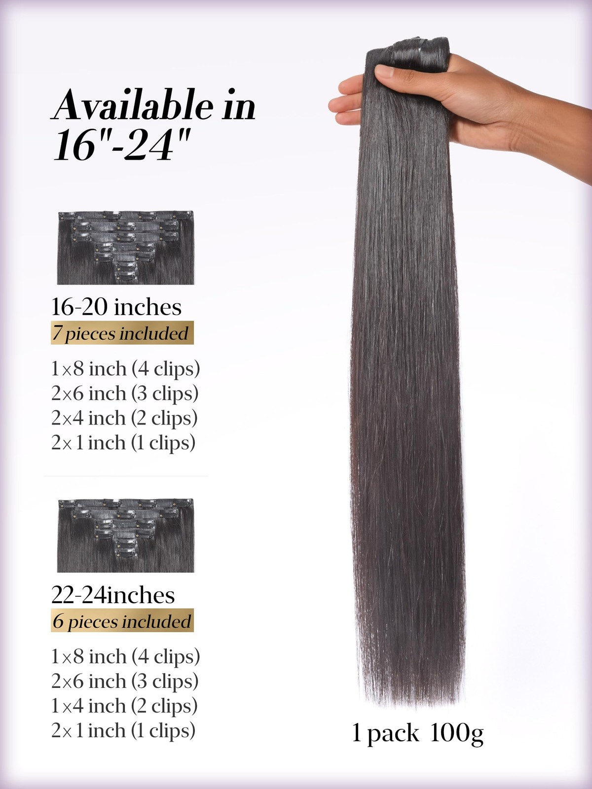 0.59mm Zero Trace Invisible Clip in Hair Extensions, Silky Straight 7 Pcs 100…