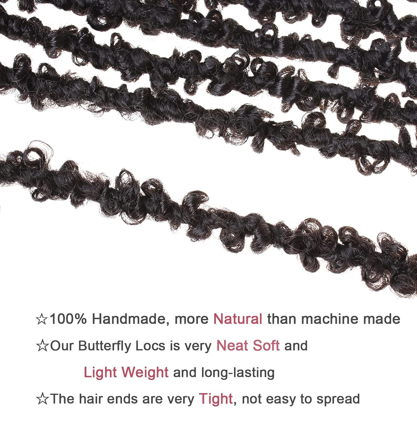 24 Inch Butterfly Locs Crochet Hair 6 Packs Distressed Faux Locs Crcoeht Hair 1B