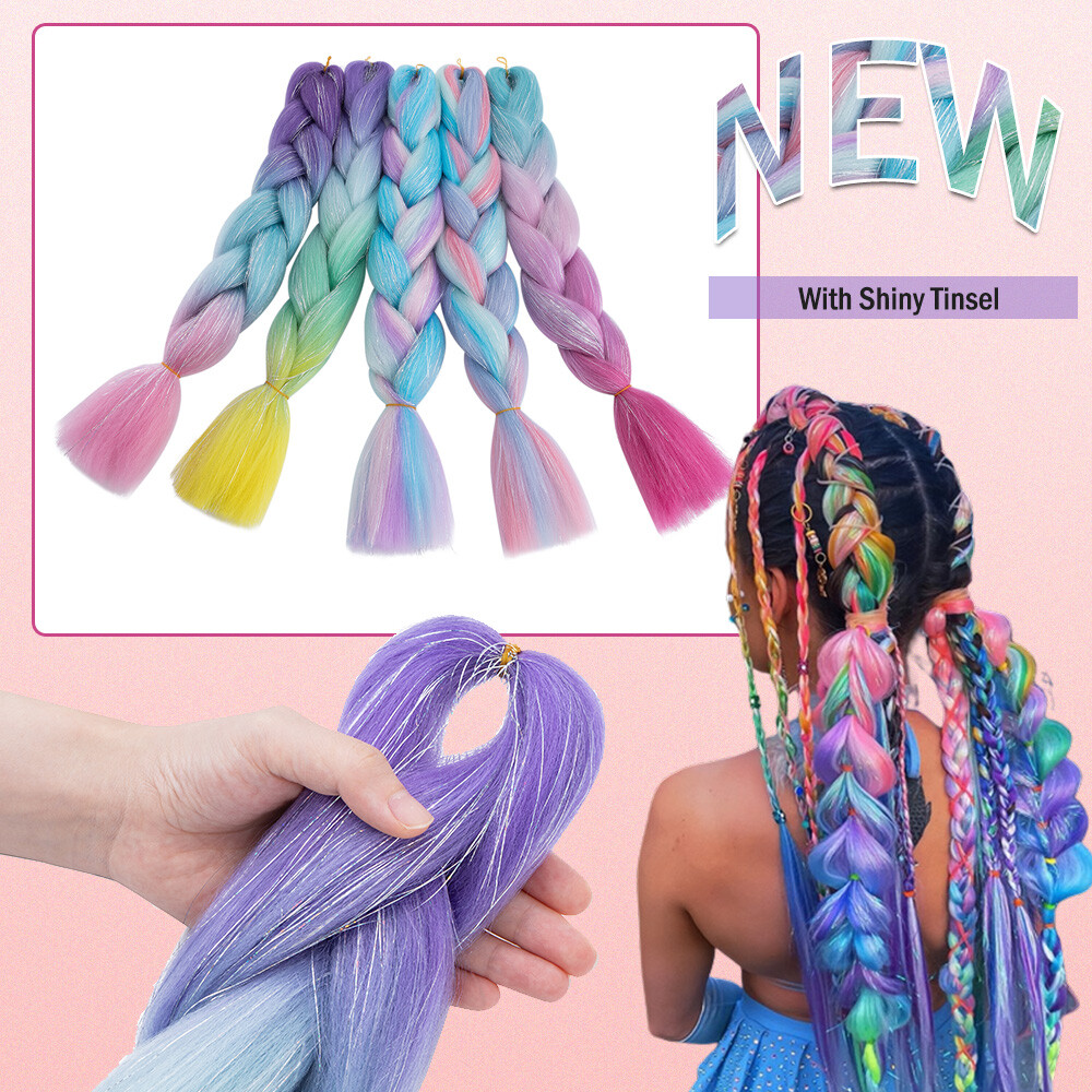 Festival Tinsel/Jumbo Braiding Hair Extensions for Women Girls Kids DIY Braid US