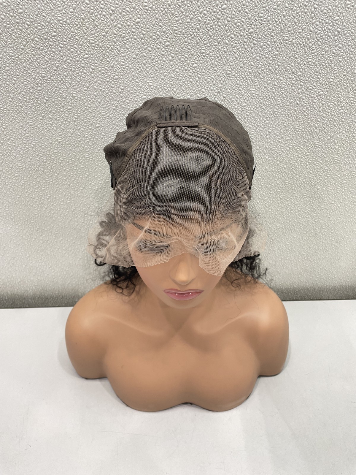 Natural Black Curly Human Hair Blend 13×4 Lace Front Wig, 16″