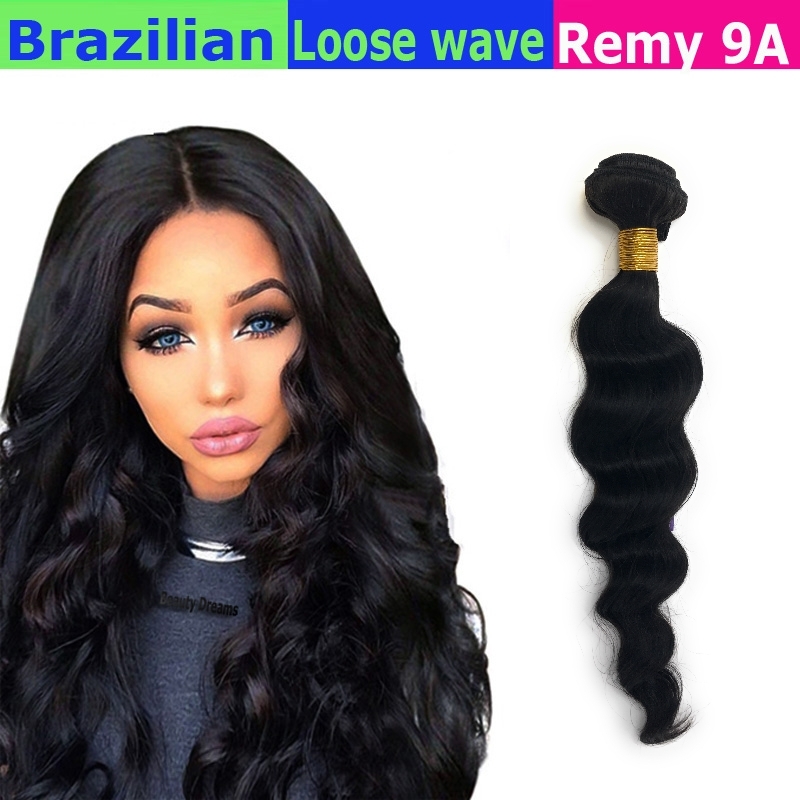 Loose Wave 9A Remy Human Hair 1 or 3 Bundles 100g/Bundle Sew In Natural black
