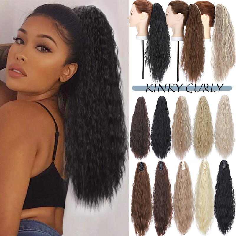 Clip Ponytail Clip in Hair Piece Curly Wavy Claw Pony Tail Woman Hair Extensions