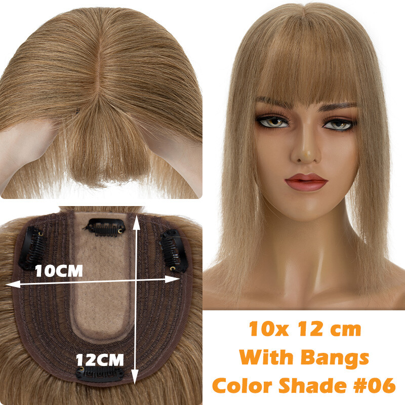 Clip In 100% Remy Human Hair Women Topper Hairpiece Toupee Wiglet Middle Parting