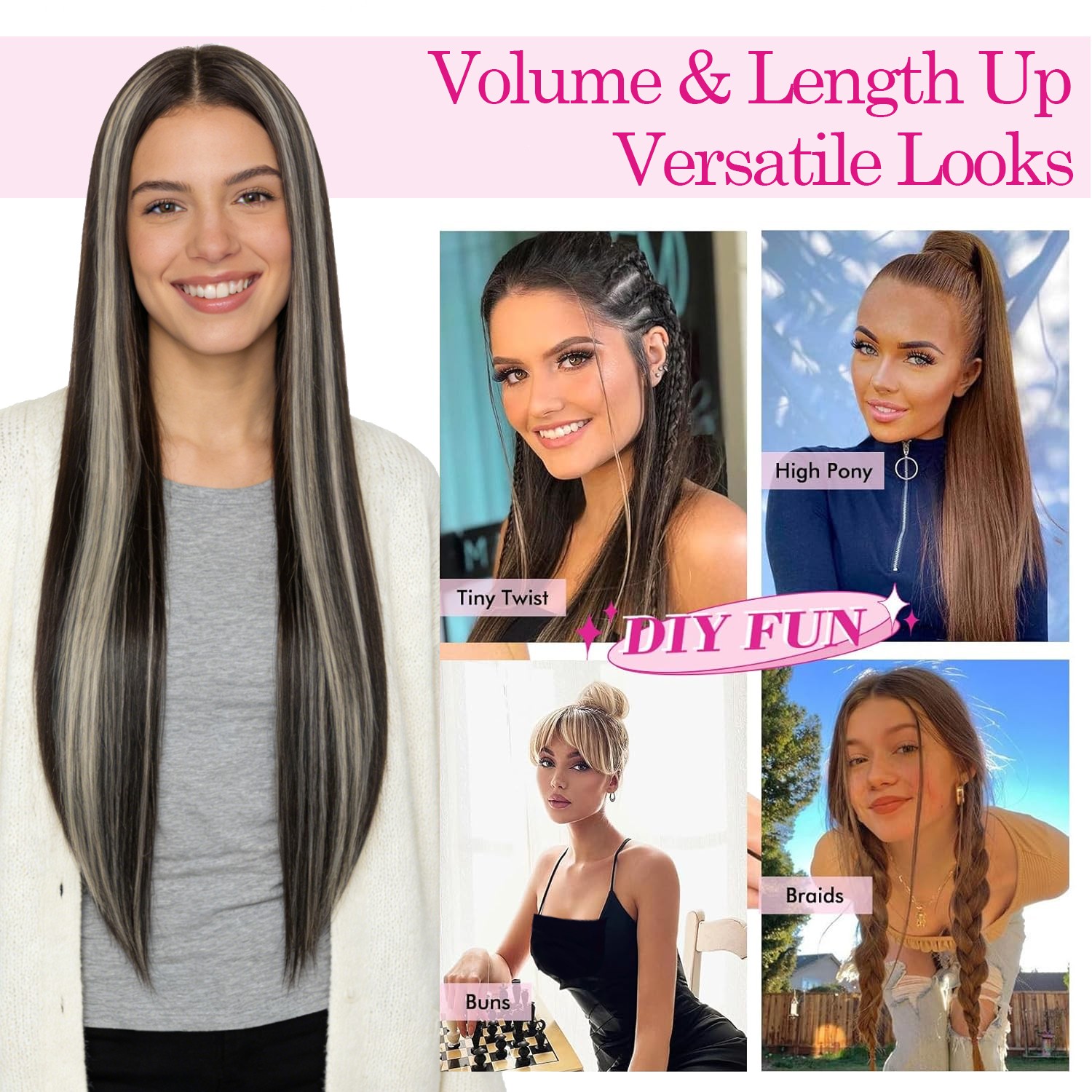 8PCS 18CLIPS THICK 100% Real Natural Clip in AS Human Hair Extensions Full Head