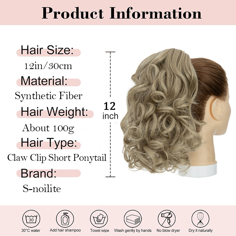 Bendable Claw Clip Ponytail Messy Bun Hair Piece Short Updo Extensions Natural