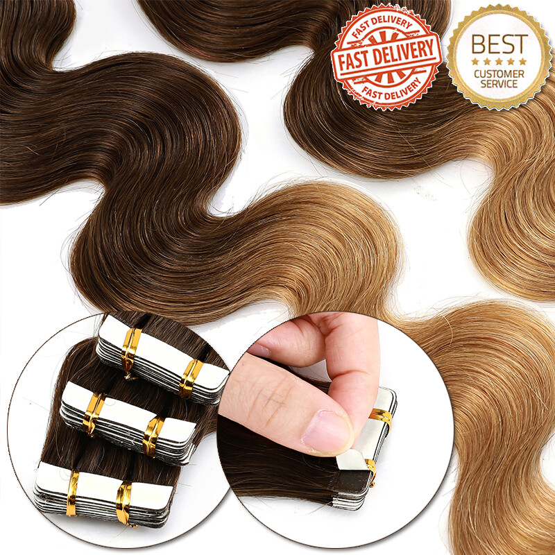 Body Wave Tape In Hair Extensions 100% Remy Human Hair Skin Weft 20/40/60pcs